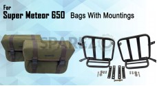 For Royal Enfield Super Meteor 650 Olive Canvas Pannier bags with Mounting - SPAREZO